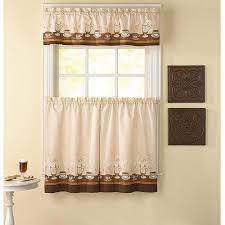 Caromio grey kitchen valance curtains for window, 100% waterproof soft microfiber seersucker fabric with embossed dots, short bathroom window valances, machine washable (grey, 60 w x 15 l) 3.8 out of 5 stars. Chf You Cafe Au Lait Kitchen Curtains Set Of 2 Walmart Com Walmart Com