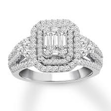 Baguette diamond rings are a unique way to show your love and commitment. Diamond Engagement Ring 1 Ct Tw Baguette Round 14k White Gold Kay Outlet