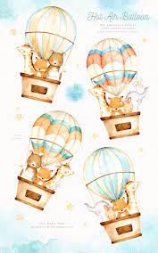Hot Air Balloon Watercolor Clipart Hot Air Balloons Art Balloon Illustration Hot Air Balloon Drawing