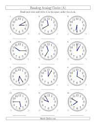 Reading Time On 12 Hour Analog Clocks In 5 Minute Intervals All Time Worksheet Time Worksheets Clock Worksheets 1st Grade Math Worksheets