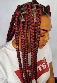 Red Jumbo Box Braids Braidedhairstyles Red Box Braids Box Braids Hairstyles Jumbo Box Braids