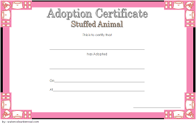 Stuffed Animal Adoption Certificate Template Free Adoption Regarding Stuffe In 2021 Pet Adoption Certificate Adoption Certificate Adoption Certificate Printable Free