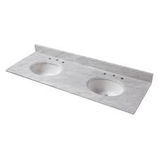 W marble double basin vanity top in galala beige with 1 review and the james martin vanities 60 in. Home Decorators Collection 61 In W X 22 In D Marble Double Oval Basin Vanity Top In Carrara With 8 In Faucet Spread And White Basins 62108 The Home Depot