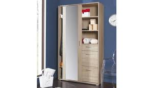 Armoire avec 2 portes coulissantes sur rails en plastique un côté avec 4 étagères l'autre avec cintre et étagères pin + mdf. Armoire Penderie Avec Miroir Et Porte Coulissante Isidore