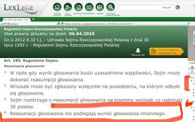 „politycy pis pokazali w nocy z czwartku na piątek, że mogą zmienić każde głosowanie, które im nie pasuje; Michal Szczerba On Twitter Oddanie Glosu Z Wykorzystaniem Srodkow Komunikacji Elektronicznej To Glosowanie Imienne Jest Rownoznaczne Z Oddaniem Glosu Przy Uzyciu Imiennej Karty Do Glosowania Nie Moze Byc Przedmiotem Reasumpcji Regulamin W