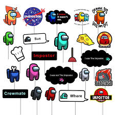 We think they are great to get people mixing and having fun. 24pcs Set Among Us Photo Booth Props Party Game Theme Photobooth Props Birthday Party Decoration Favor Funny Kids Among Us Toy Photobooth Props Aliexpress