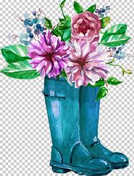 Pink cowgirl boot with flowers, a bird and a sunset. Watercolor Hand Painted Boots Flower Decoration Pattern Png Clipart Attitude Boots Company Etsy Flower Free Png