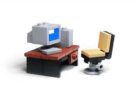 Lego Custom Office Table Desktop Computer Work Space W Chair Blue Screen Moc By Azlegobrickcustoms On Etsy Lego Furniture Lego Lego Office