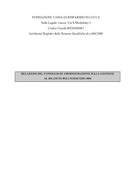 Cassa di risparmio di pistoia e della lucchesia spa. Fondazione Cassa Di Risparmio Di Lucca Sede Legale Acri