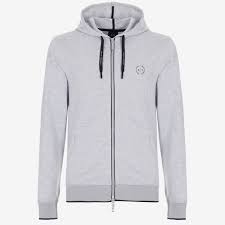Discover armani exchange at asos. Armani Exchange Hooded Sweatshirt With Contrast Profiles Light Grey