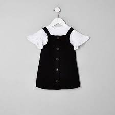 River Island Mini Girls Black Pinafore Dress Outfit Pinafore Dress Outfit Girls Black Dress Black Pinafore Dress Outfit