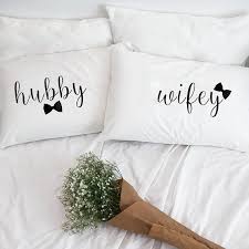 Wedding Gift Bridal Shower Pillowcases Hubby Wifey Pillow Case His Hers For Bride Him Her Couple Gift Engagement Marriage Bride Groom Pillow Couple Pillowcase Pillows Pillow Cases