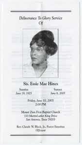 Funeral Program for Essie Mae Hines, June 10, 2005]
