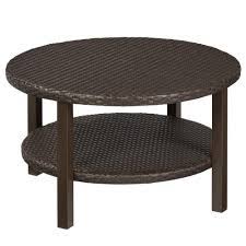 Source outdoor circa quarter round wicker coffee table. Hampton Bay Torquay Outdoor Coffee Table With Shelf Fws60528b The Home Depot