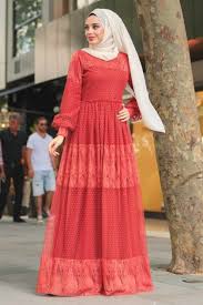 Tuay Puantiyeli Tuay Puantiyeli Kiremit Tesettur Elbise 31650krmt Muslim Fashion Dress Muslim Fashion Outfits Abaya Fashion