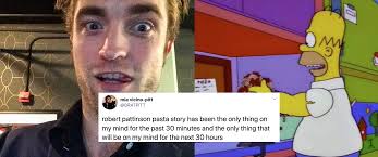 See more 'tracksuit robert pattinson standing in the kitchen' images on know your meme! I Am Losing It Over Robert Pattinson S Disgusting Pasta Recipe Syrup