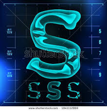 S Letter Vector Capital Digit Roentgen X Ray Font Light Sign Medical Radiology Neon Scan Effect Alphabet 3d Blue Ligh Horror Style Lettering Letter Vector