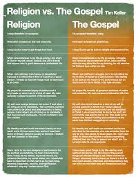 Bible Disciples Religion Vs The Gospel Chart By Tim Keller