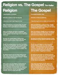 Bible Disciples Religion Vs The Gospel Chart By Tim Keller