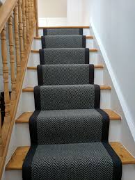 Black And White Herringbone Stair Runner Black Grey Herringbone Stair Runner With Black Binding By B R Carpet Company Carpet Stairs Grey Black Stair Runner Carpet Carpet Staircase Carpet Stairs