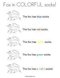 Fox in socks coloring pages are from the children's book by dr. Fox In Colorful Socks Coloring Page Twisty Noodle