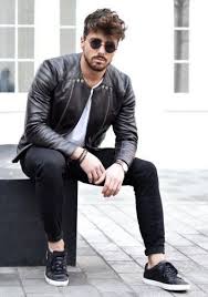 Black And White Combination T Shirt Rowanrow With An All Black Combo Featuring A Black Leather Jacket White T Shirt Wrist Accessorie Estilos De Ropa Para Hombre Ropa De Moda Hombre Moda Hombre