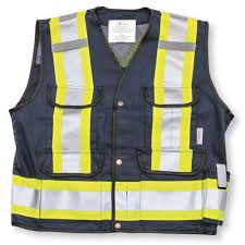 Personal protection equipment> safety vest sku: Big K K700 Navy Blue Supervisor Safety Vest Macmor Industries