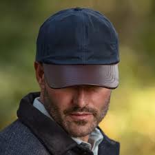 Gorra Oxford Blue Peak Baseball Wax cuero Navy