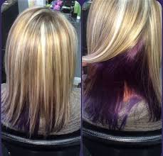 Highlights Lowlights And Purple Peekaboo Hair Color Purple Purple Underneath Hair Hair Color Underneath