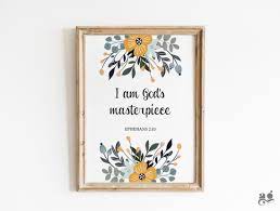 I Am God's Masterpiece Ephesians 2:10 Nursery Wall Art - Etsy