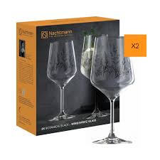 Nachtmann Set di 2 bicchieri da vino, 630 ml, Tattoo Botanical, 105723, con  design floreale, colore nero, vetro di cristallo, bicchieri aperitivi ...