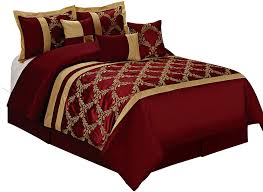 Scope luxury comforter sets in sizes from full to california king. Amazon Com Hig 7 Piece Comforter Set Queen Burgundy And Gold Faux Silk Fabric Embroidered Claremont Bed In A Bag Breathable And Wrinkle Resistant 1 Comforter 2 Shams 3 Decorative Pillows 1 Bedskirt Kitchen Dining