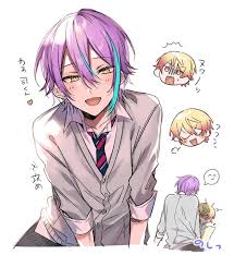 earrings, open mouth, open collar, collared shirt, long bangs - Anime R34