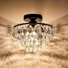 Maybe you would like to learn more about one of these? Amazon Com Yyjlx Modern Crystal Ceiling Light Fixture Mini Black Semi Flush Mount Chandelier Light Fixture For Hallway Bedroom Bathroom Closet E26 Everything Else