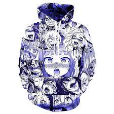 Anime Ahegao Face Hentai Manga Hoodie Men Women Casual Pullover Jacket |  eBay