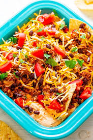 Layered Taco Dip Recipe Ready In 15 Minutes Averie Cooks Recipe Tacos Beef Taco Dip Taco Dip Recipe