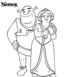 Enjoy coloring this lovely couple under the moonlight! Shrek And Fiona Black And White Coloring Pages Cartoon Coloring Pages Funny Easy Drawings Shrek