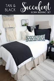 Tan Black Succulent Dorm Bedding Set Dorm Bedding Sets Dorm Bedding Dorm Room