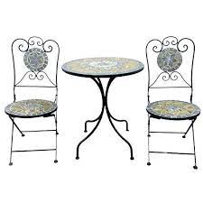 ensemble de balcon 3 pieces en metal et mosaique avec table de jardin ronde de 60 cm de diametre et chaises de jardin table de jardin ronde chaise de jardin table de jardin