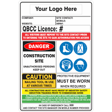 Construction Site Combination Sign Qld Qbcc Compliant Buy Now Discount Safety Signs Australia