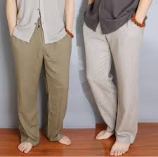 New Mens Casual Natural Linen Beach Loose Pants Chinese