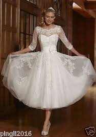 New White Ivory Short Lace Wedding Dress Bridal Gowns Size Uk 6 8 10 12 14 1 In 2020 Short Lace Wedding Dress Tea Length Wedding Dress Tea Length Wedding Dress Vintage