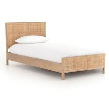 Sydney Woven Cane Twin Size Platform Bed Platform Bed Coastal Style Furniture Rattan Bed
