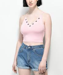 Empyre Womens Crop Tops Liam Light Pink Crop Tank Top Light Pastel Pink Conda Racing