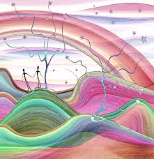 Whimsical Colorful Star Tree Forest Lovers Under The Rainbow Naive Art Print By Ofir Mor Poster Drawing Love Naive Art Poster Prints Posters Art Prints