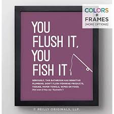 Funny Bathroom Sign Sensitive Plumbing Septic System Do Not Flush You Flush It You Fish It Decor Farmhouse Rustic Home Wall Art Modern Humor No Tampons Feminine Sanitary Products Paper Towels Home Kitchen Handmade Products