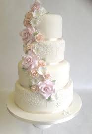 Floral cake toppers are a romantic, fresh (literally!) way to enliven in the simplest wedding cake design. Summer Pastels Lace Wedding Cake Summer Wedding Cakes Romantic Wedding Cake