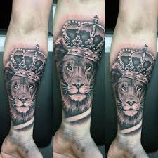 Forearm Sleeve Mens Lion With Crown Tattoos Mens Lion Tattoo Crown Tattoo Design Forearm Tattoo Men