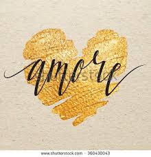 Italian Valentines Day Card Amore Calligraphy Lettering With Gold Paint Heart On Craft Background Hand D Calligraphy Cards Painted Hearts Calligraphy Letters