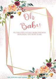 Free Printable Rose Gold Geometric Baby Shower Invitation Templates Baby Shower Templates Free Invitation Templates Baby Shower Invites For Girl